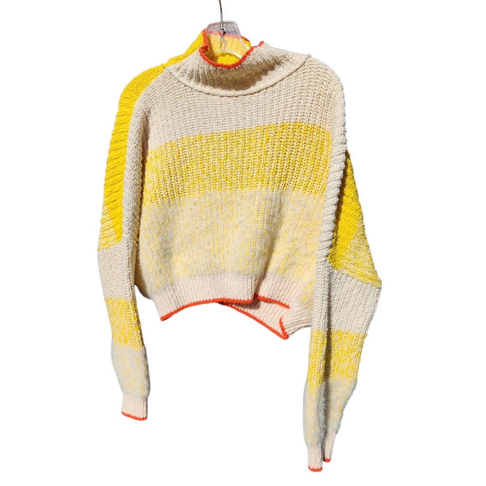 Free People Sunbrite Mock Neck Cropped Knit Sweater Medium
